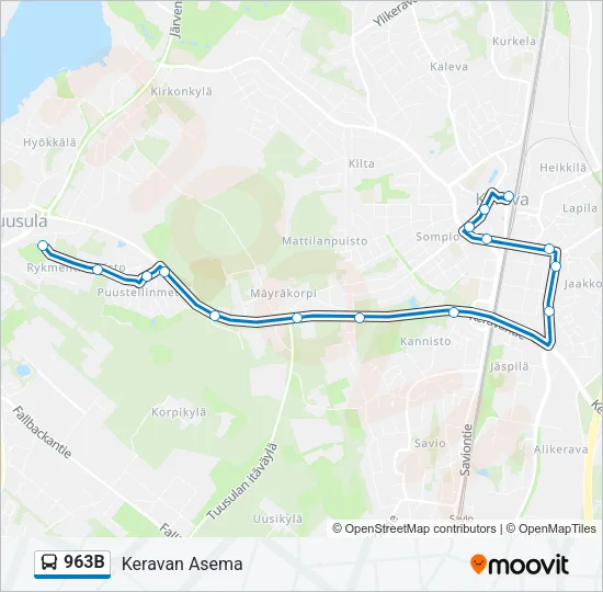 963B Bus Line Map