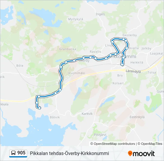 905 Bus Line Map