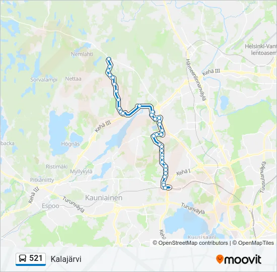 521 Bus Line Map