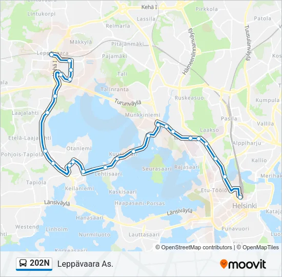202N Bus Line Map