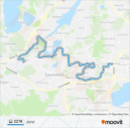 227K Bus Line Map