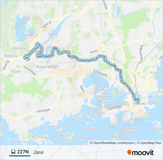 227N Bus Line Map