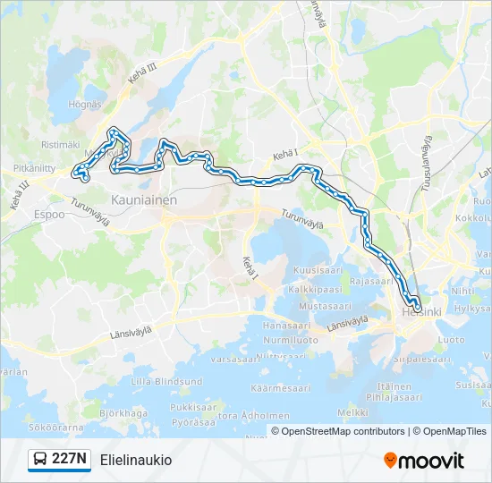 227N Bus Line Map