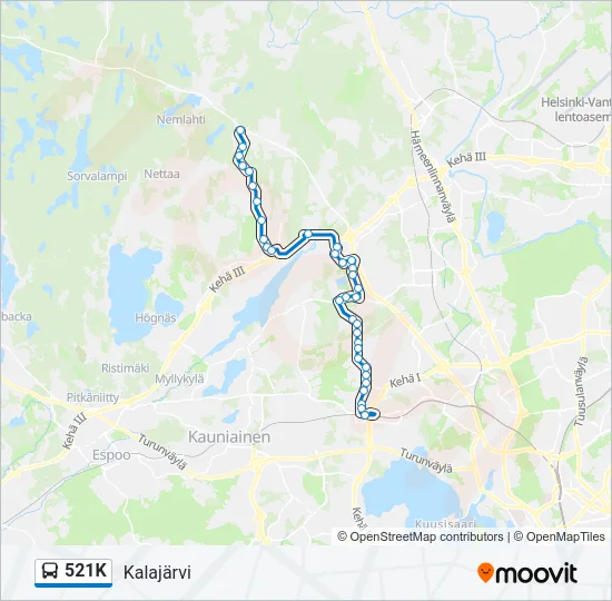 521K Bus Line Map