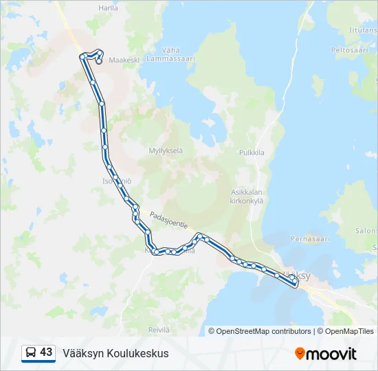 43 Bus Line Map