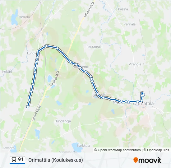 91 Bus Line Map