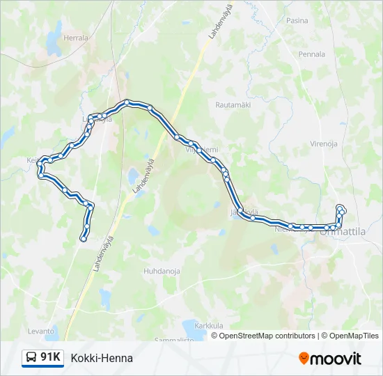 91K Bus Line Map