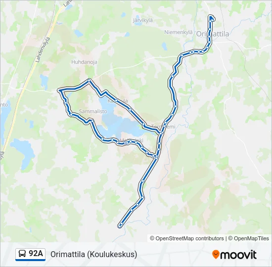 92A Bus Line Map