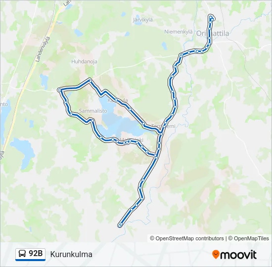 92B Bus Line Map