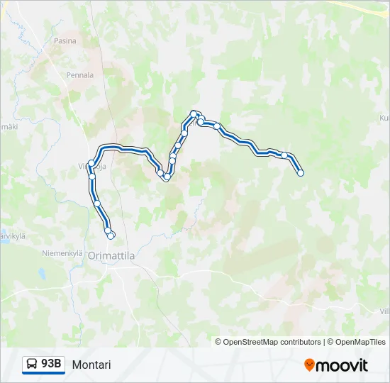 93B Bus Line Map