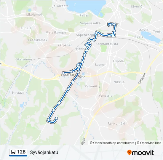 12B Bus Line Map