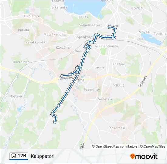 12B Bus Line Map