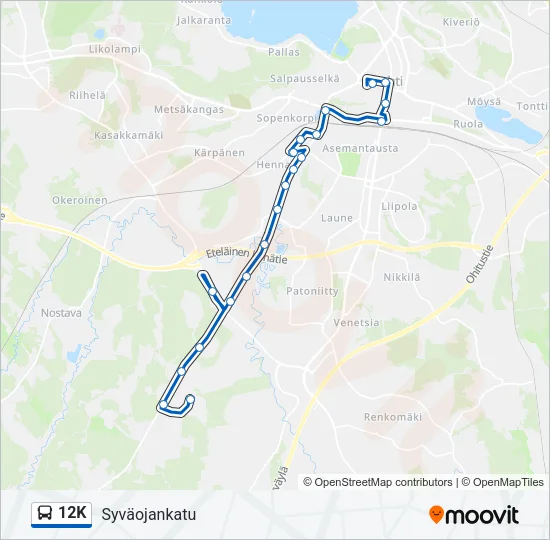 12K Bus Line Map