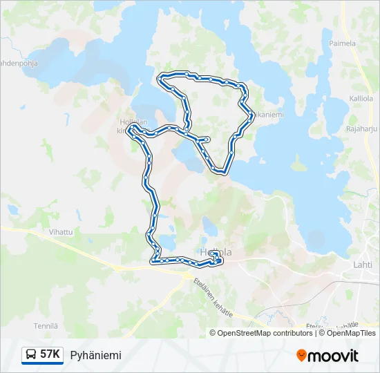 57K Bus Line Map