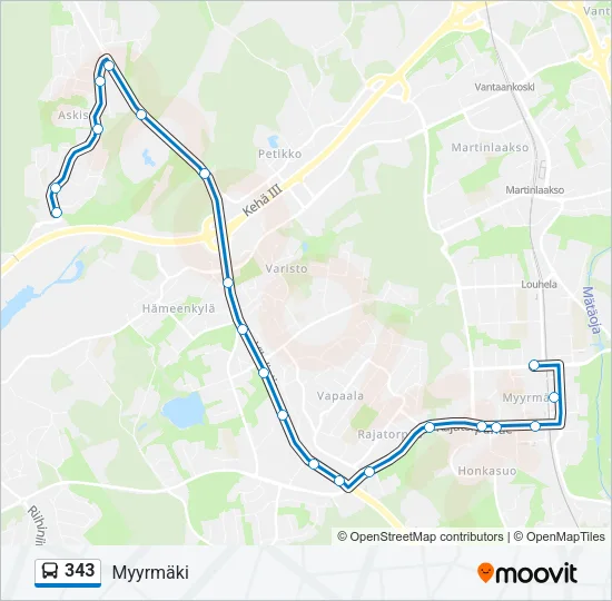 343 Bus Line Map