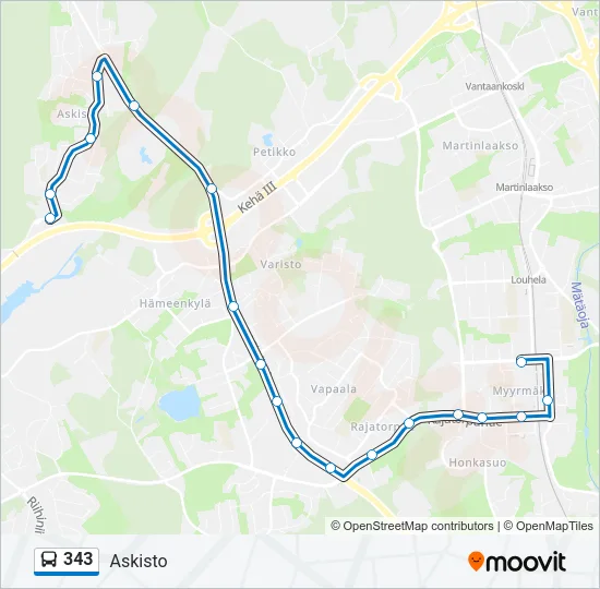 343 Bus Line Map