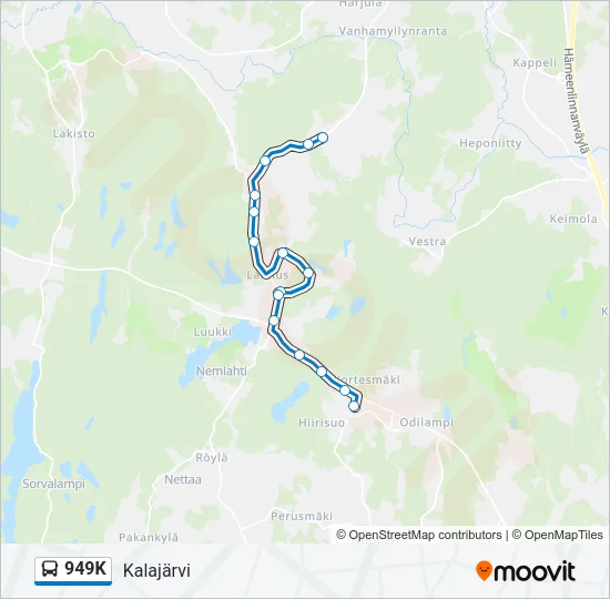 949K Bus Line Map