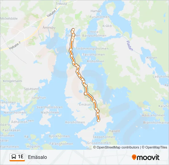 1E Bus Line Map