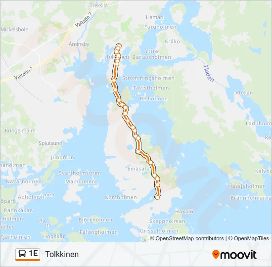 1E Bus Line Map