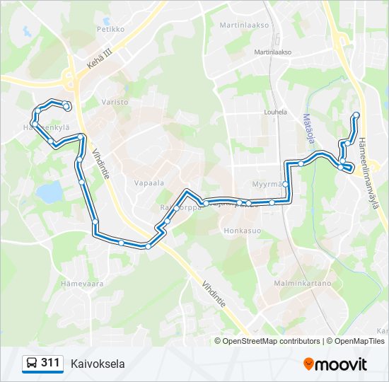 311 bus Line Map