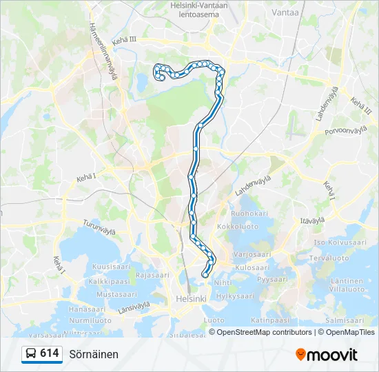 614 Bus Line Map