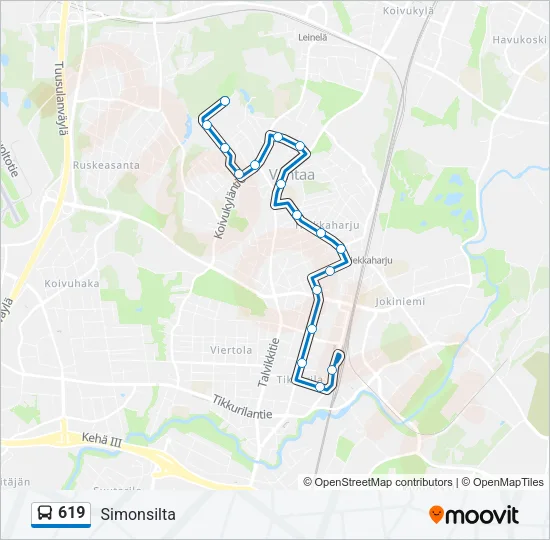 619 Bus Line Map