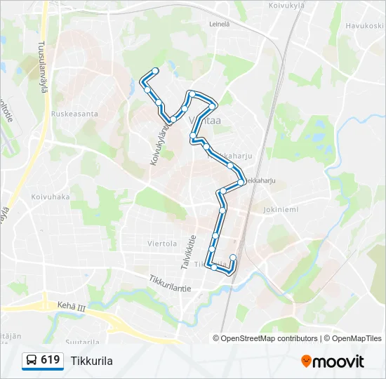 619 Bus Line Map