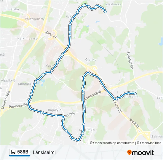 588B Bus Line Map