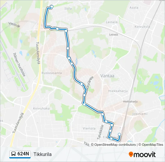 624N Bus Line Map