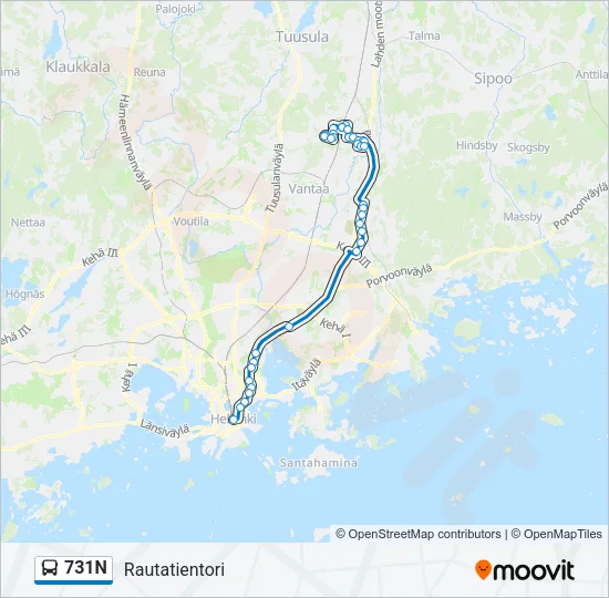 731N Bus Line Map