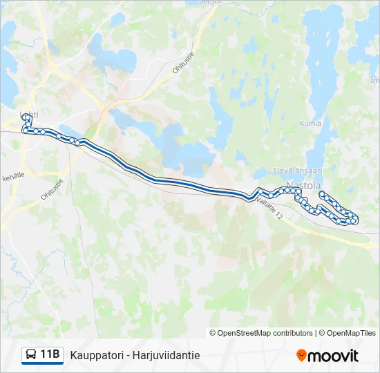 11B Reitti: Aikataulut, pysäkit ja kartat – Nastola (Harjuviidantie ...