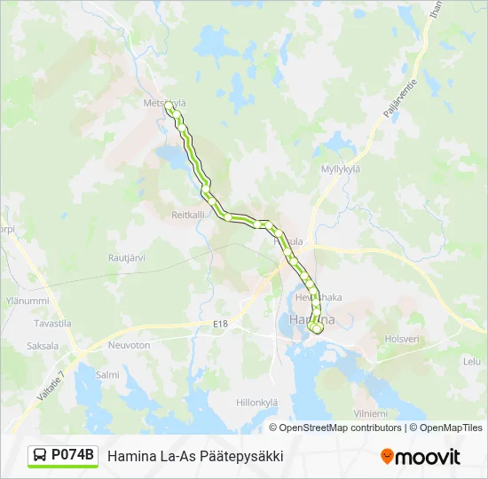 Hamina Map P074B Route: Schedules, Stops & Maps - Hamina Bus Station Terminal ...