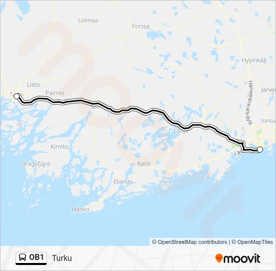OB1 Bus Line Map