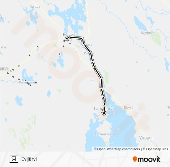 181B KORTESJARVI - PURMOJARVI - EVIJARVI Bus Line Map