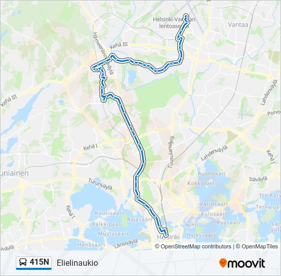 415N bus Line Map