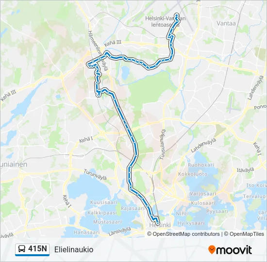 415N Bus Line Map