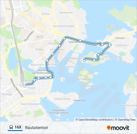 16X Bus Line Map