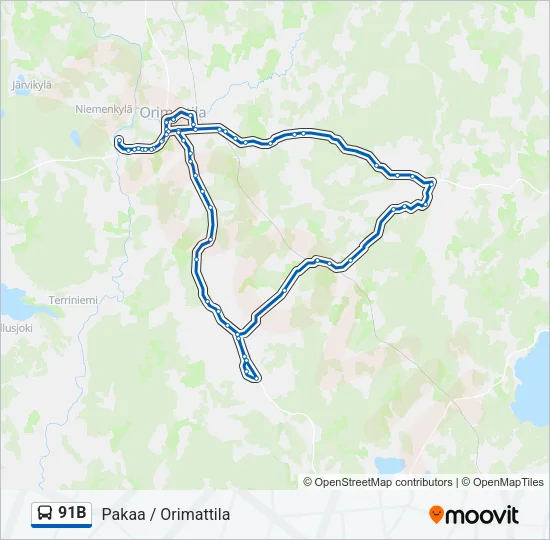 91B Bus Line Map
