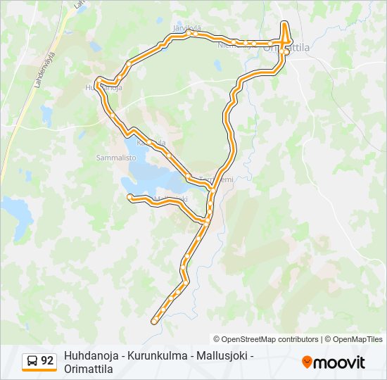 92 bus Line Map