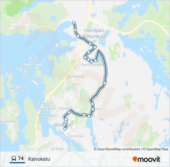 74 Bus Line Map
