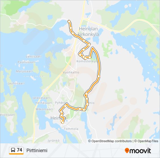 74 bus Line Map