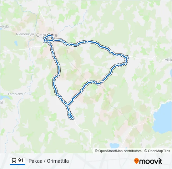 91 Bus Line Map