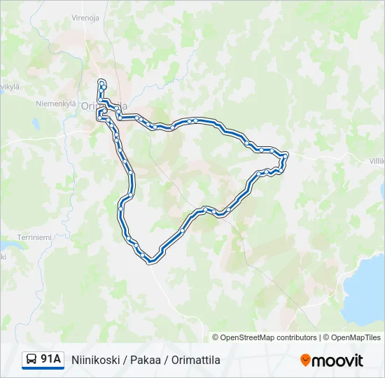 91A Bus Line Map
