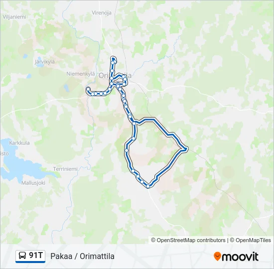 91T Bus Line Map