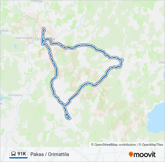 91K Bus Line Map