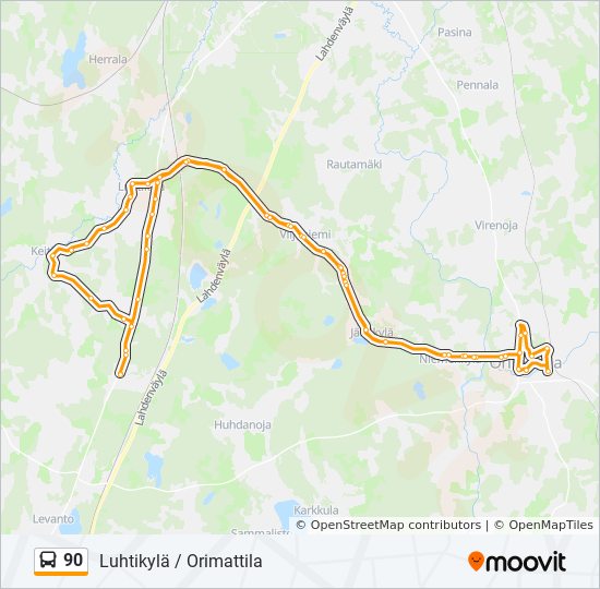 90 bus Line Map