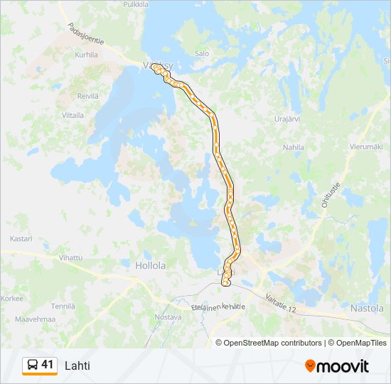 41 Reitti: Aikataulut, pysäkit ja kartat – Lahti (päivitetty)