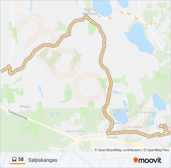 58 Reitti: Aikataulut, pysäkit ja kartat – Salpakangas (päivitetty)