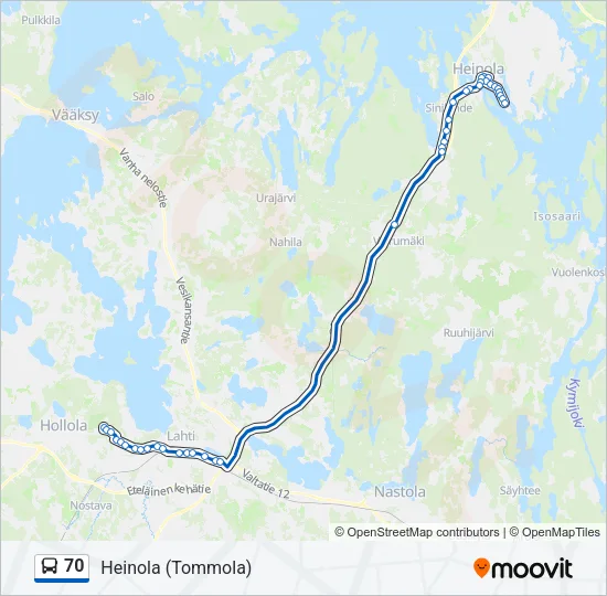 70 Bus Line Map