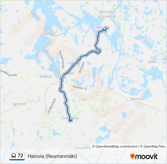 72 Bus Line Map